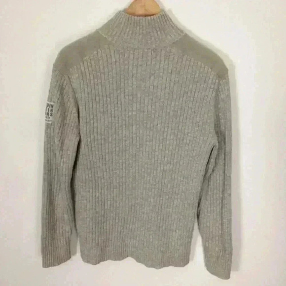 Calvin Klein 1/4 Zip Cotton Knit Gray S Sweater - Picture 6 of 7